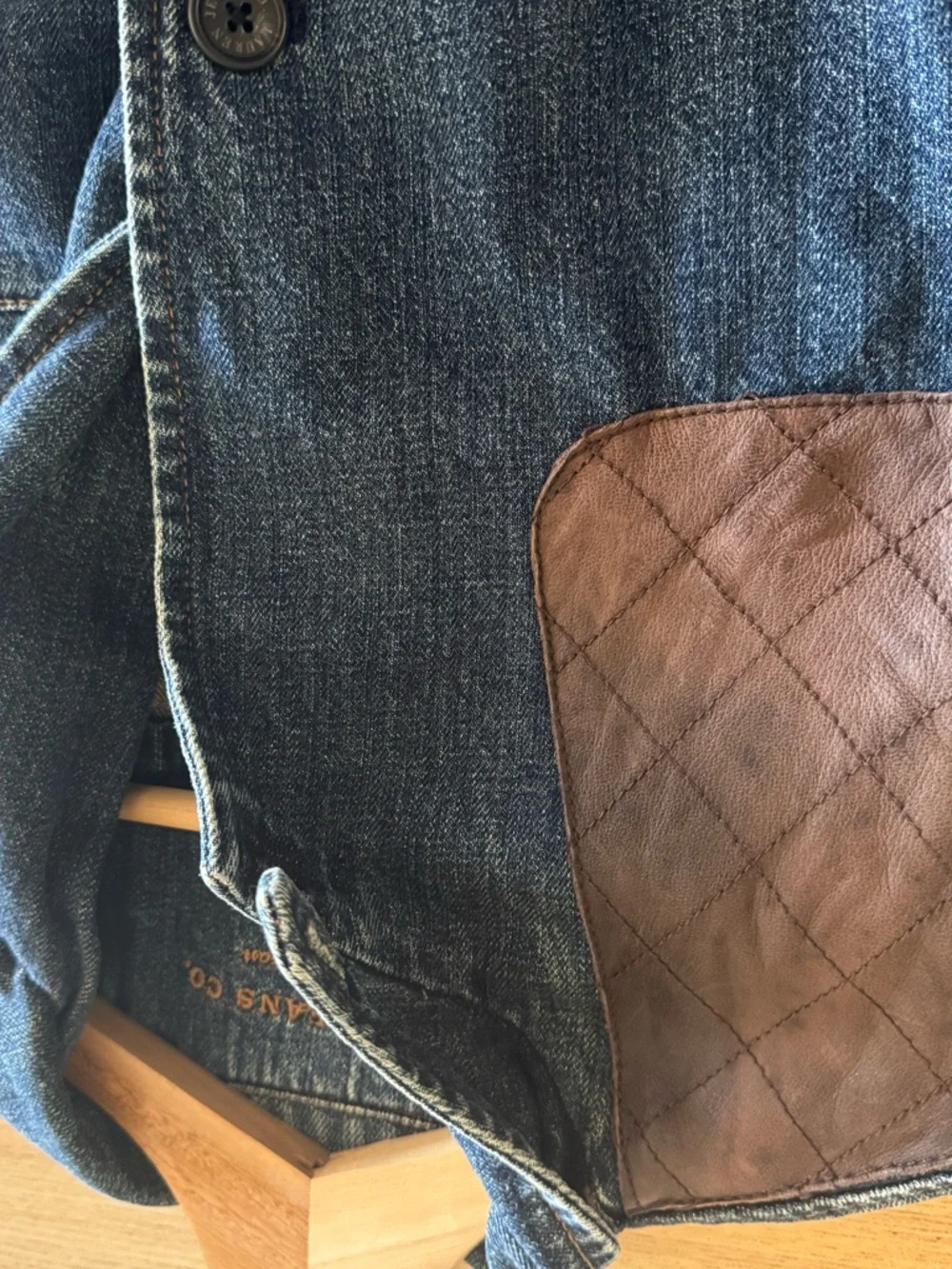 Ralph Lauren Denim Blazer Jacket with Brown Leather Patch - Women's Blue Jacket - Picture 6 of 6